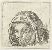 The artist's mother in a cloth headdress, looking down: head only