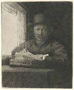 Self-Portrait Drawing at a Window