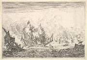 Naval Battle with an English Ship Foundering on the Left, from Naval Battles (Nieuwe Scheeps Batalien),  plate 5