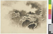 Dragon emerging from clouds