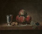 Still Life with Peaches, a Silver Goblet, Grapes, and Walnuts