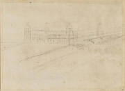 Recto: A horse's fore-leg and chest. Verso: A design for a palace