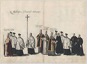 Plate 13: Members of the clergy marching in the funeral procession of Archduke Albert of Austria; from 'Pompa Funebris ... Alberti Pii'