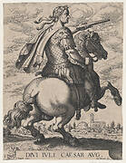 Plate 1: Emperor Julius Caesar on Horseback, from ' The First Twelve Roman Caesars', after Tempesta