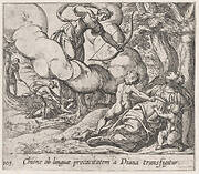 Plate 105: Diane Killing Chione (Chione ob linguae procacitatem a Diana transfigitur), from Ovid's 'Metamorphoses'