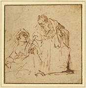 Study of a Man Talking to a Woman Seated on the Left