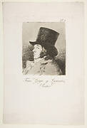 Plate 1 from 'Los Caprichos': Self-portrait of Goya (Franco. Goya e Lucientes, Pintor)