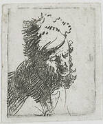 Head of a man in a fur cap, crying out