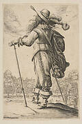 A Man Seen from the Back Leaning on a Cane or Mallet