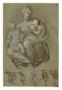 Charity and Studies of Entablatures (recto); Frieze of Putti (verso)