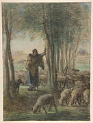 A Shepherdess and Her Flock in the Shade of Trees