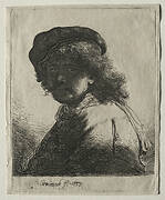 Self-Portrait in a Cap and Scarf with the Face Dark: Bust