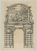 Triumphal arch, from 'Éloges et discours sur la triomphante réception du Roy en sa ville de Paris ...' by Jean-Baptiste de Machault