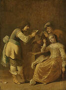 Card Players with Woman Smoking a Pipe