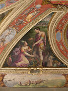 Allegory of Pistoia; to the bottom, view of Piombino