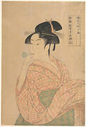 喜多川歌麿画  「婦女人相十品」  ポペンを吹く娘|Young Woman Blowing a Popen (glass noisemaker), from the series “Ten Classes of Women’s Physiognomy” (Fujo ninsō juppen)