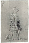 A Kneeling Man in Fifteenth-Century Costume (recto); a small, fragmentary sketch of a recumbant boy, probably by a later hand (verso)