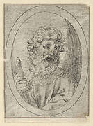 Saint Paul holding a sword, in an oval frame, from Christ, the Virgin, and Thirteen Apostles