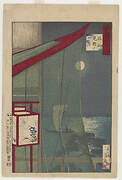 Mosquito net and full moon at Shinagawa, from the series One Hundred Views of Musashi