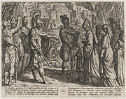 Plate 28: Cologne Troops Bring Civilis' Wife and Sister to Cerialis, from The War of the Romans Against the Batavians (Romanorvm et Batavorvm societas)