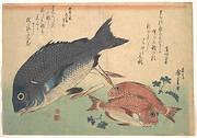 魚づくし　黒鯛　小鯛に山椒|Kurodai and Kodai Fish with Bamboo Shoots and Berries, from the series Uozukushi (Every Variety of Fish)