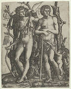 Apollo standing at the left, his hand resting on the shoulder of Hyacinthus, Cupid in the lower right