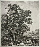 Six large upright landscapes with scenes from Ovid's Metamorphoses: Venus and Adonis