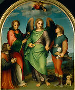 The Archangel Raphael with Tobias, St. Leonard and the Donor, Leonardo di Lorenzo Morelli