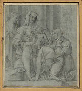 Holy Family with Saint John the Baptist Adored by an Unidentified Figure