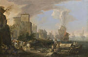 Capriccio with Scenes of Life in a Seaport