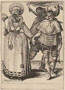 A Man with a Turban Leading a Woman Wearing Peacock Feathers