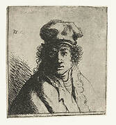 Young man in cap: bust