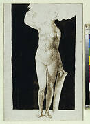 Proportion study of female nude with a shield