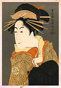 Early 20th century woodblock reproduction of Kabuki actor as a female