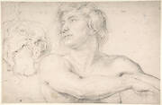 Half-Figure of a Nude Man Facing Left, Head of a Satyr