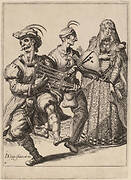 A Veiled Woman with Two Musicians Playing a Gridiron and a Bellows