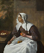 A Girl Peeling Apples