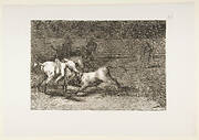 Plate 23 from the 'Tauromaquia':Mariano Ceballos, alias the Indian, kills the bull from his horse.