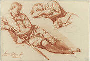 Two Studies of a Shepherd Resting