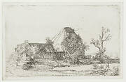 Cottage and Farm Buildings with a Man Sketching