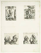 Francesco Sforza, Hurdy-Gurdy Player, Caricature of Two Men’s Heads, Caricature of Two Old Women with a Salami