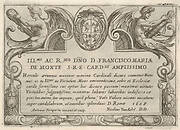 Title plate for the series 'The Labors of Hercules' with the arms of Cardinal Francesco Maria de Monte