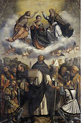 Coronation of the Virgin and St. Dominic between Saints Faustinus, Paul, Thomas Aquinas, Peter Martyr, Antonino, Vincent Ferrer, Peter and Jovita