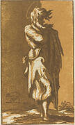 Male Saint Standing with Folded Arms, Facing to the Right