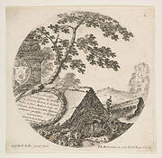 Plate 1: various fragments of ancient monuments, a round composition, from 'Roman landscapes and ruins' (Paysages et ruines de Rome)