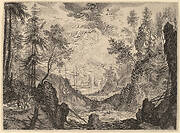 Woodland Scene with a Waterfall