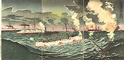 Popular woodcut scene from naval battles of the Sino-Japanese War, Scene 4