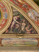 Allegory of Pisa; to the bottom, view of Siena