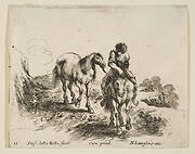 Plate 11: a young horseman, seen from the front, leading another horse, from 'Diversi capricci'