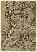 A satyr fighting for a nymph, after Francia